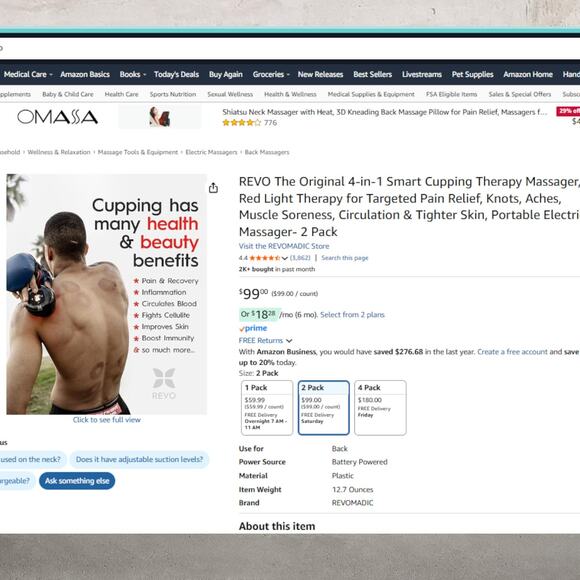 REVO The Original 4-in-1 Smart Cupping Therapy Massager Bundle NEW - Picture 2 of 11